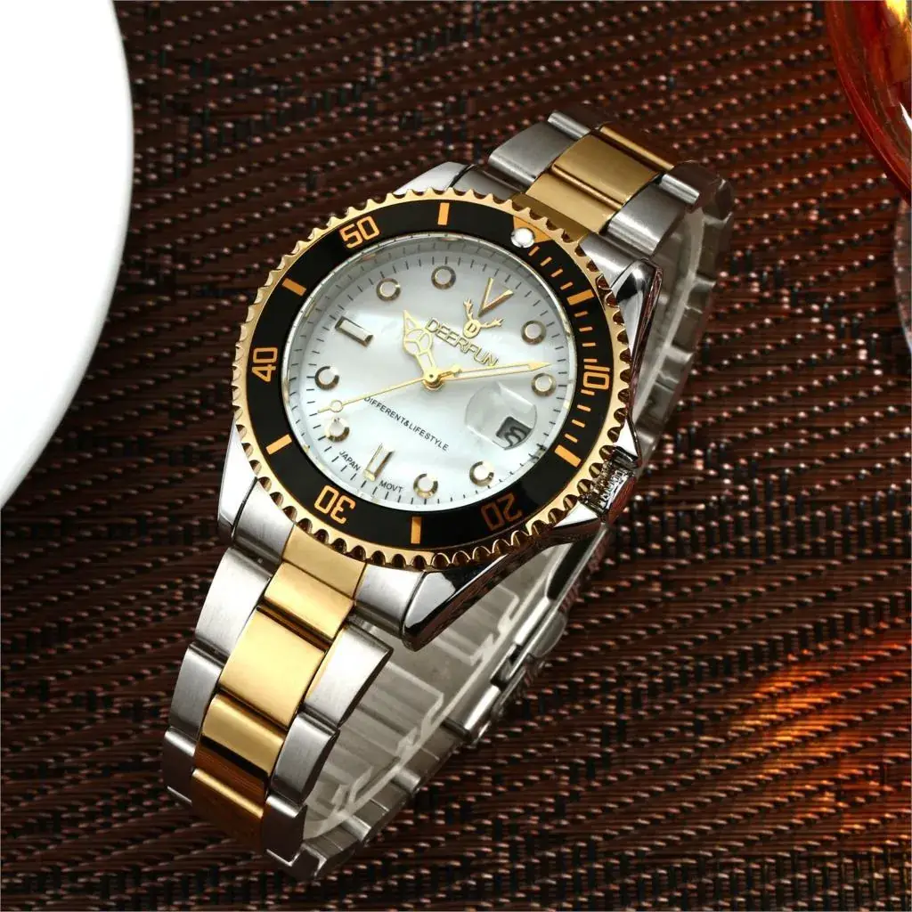 Men's Gold Water Resistant Quartz Watch with Red Dial - Image 16