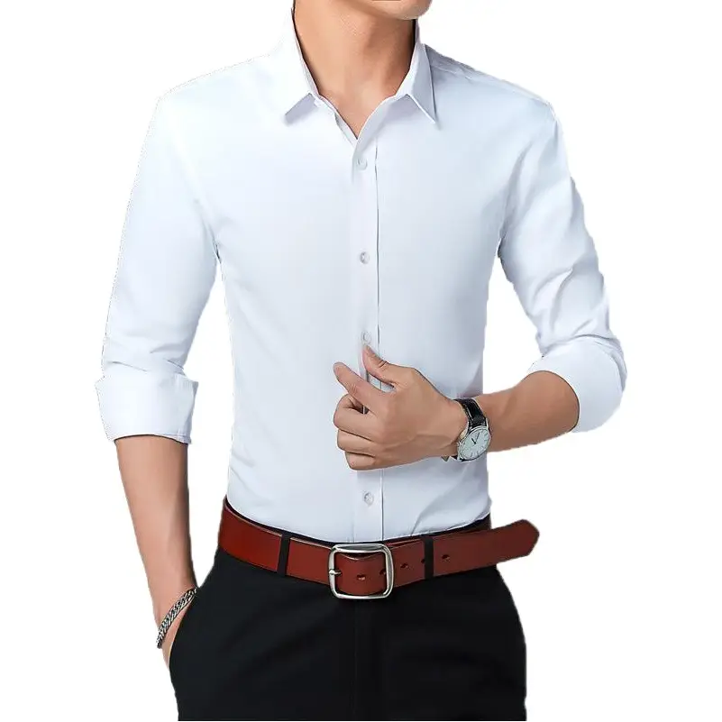 Men's Navy Blue Slim Fit Long Sleeve Shirt