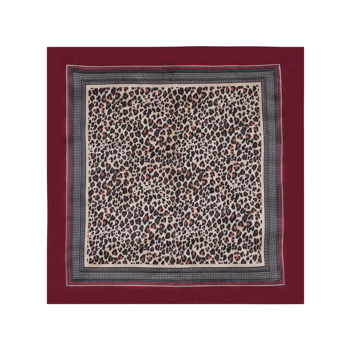 Gaohe Silk Leopard Scarf 90cm Square Muslim Head Scarf - Image 3