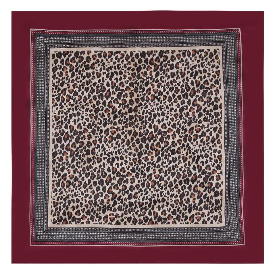 Gaohe Silk Leopard Scarf 90cm Square Muslim Head Scarf