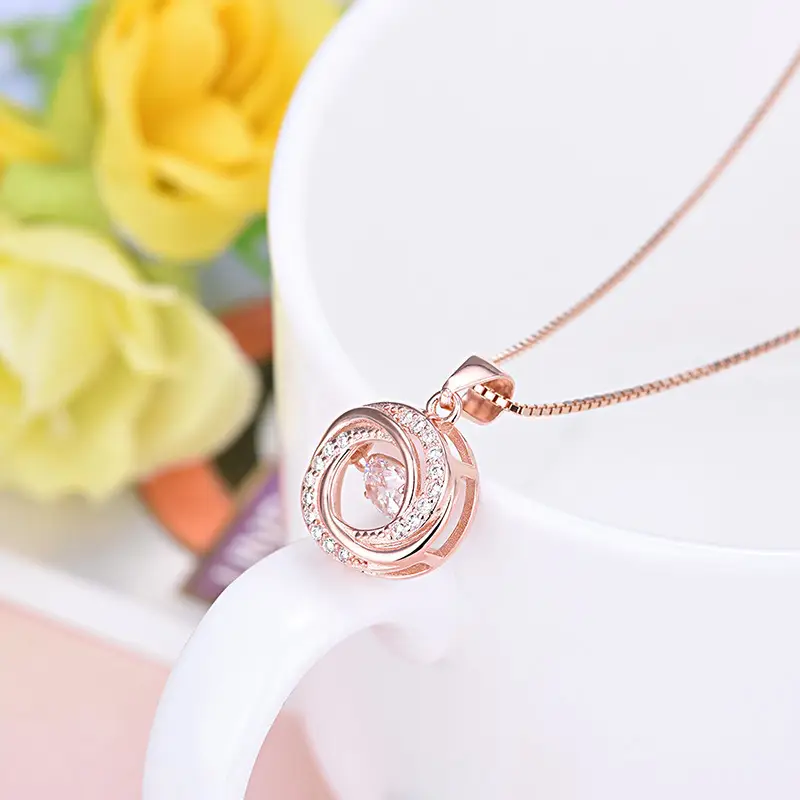 Crown Inscribed Silver Pendant Necklace for Women - Image 4