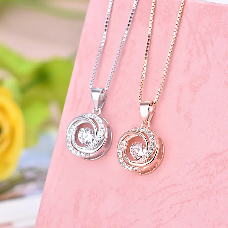 Crown Inscribed Silver Pendant Necklace for Women - Image 5