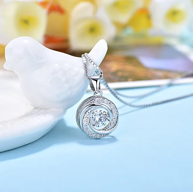 Crown Inscribed Silver Pendant Necklace for Women - Image 6