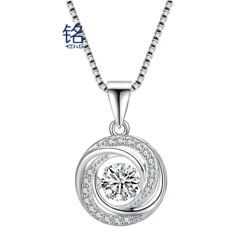 Crown Inscribed Silver Pendant Necklace for Women