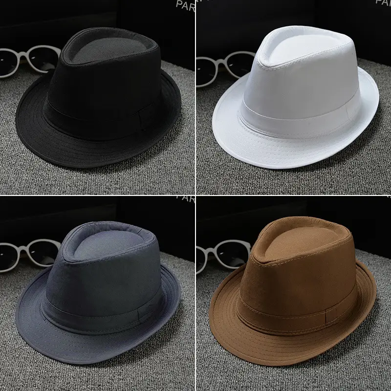 Brown Plain Cloth Jazz Hat for Men Women