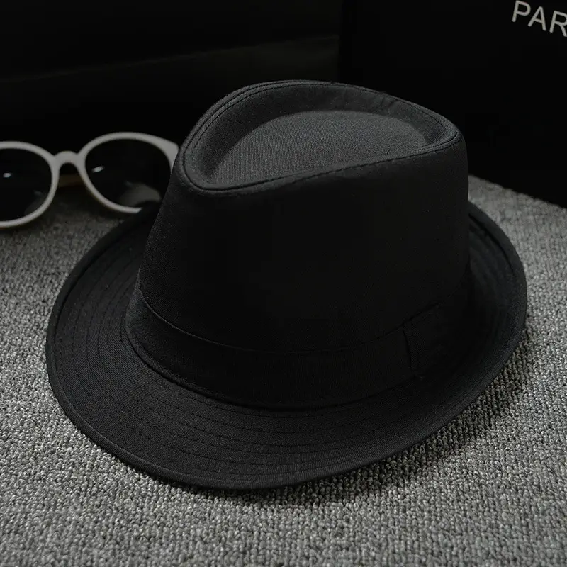 Brown Plain Cloth Jazz Hat for Men Women - Image 2