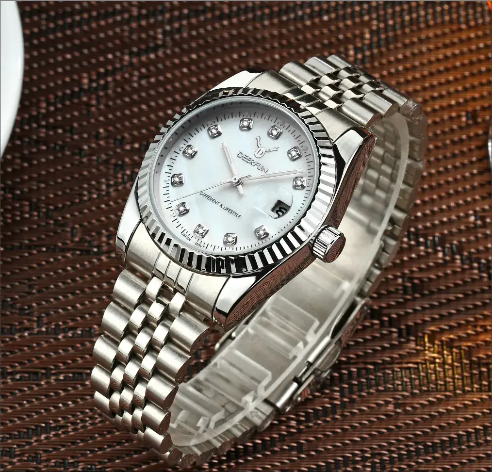 Deerfun Classic Steel Strap Watch with Blue Dial & Gold Bracelet - Image 13