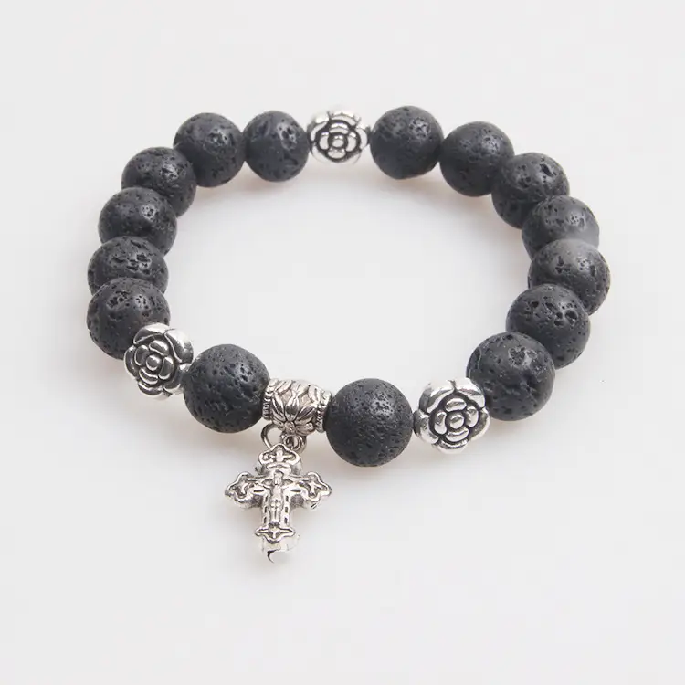 Purple Frosted Agate Bracelet with Crystal Charm - Image 13