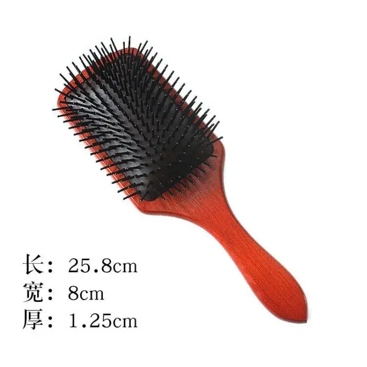 Wooden Hair Brush Red 25.8cm Compact Scalp Comb - Image 14