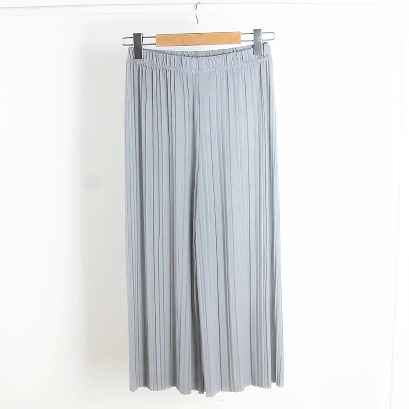 Women Pleated Wide Leg Pants Black Slimming - Image 12