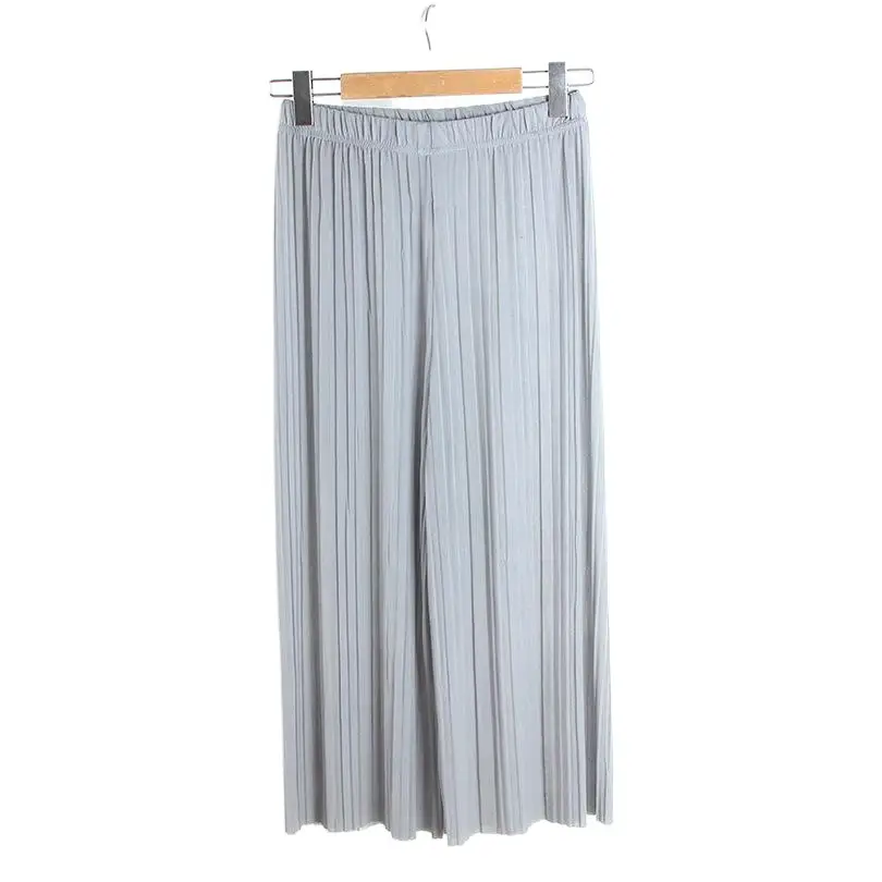 Women Pleated Wide Leg Pants Black Slimming