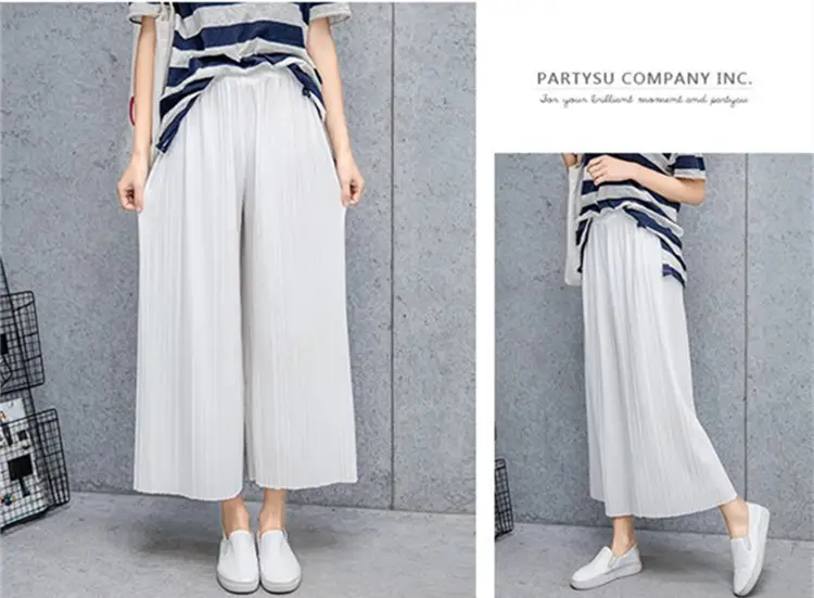 Women Pleated Wide Leg Pants Black Slimming — feature 10