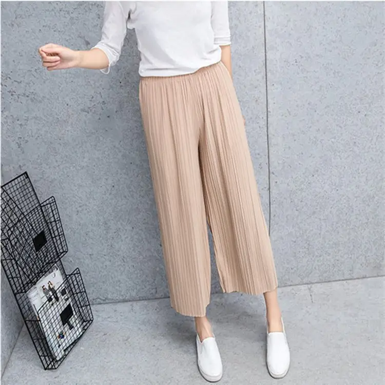Women Pleated Wide Leg Pants Black Slimming — feature 14