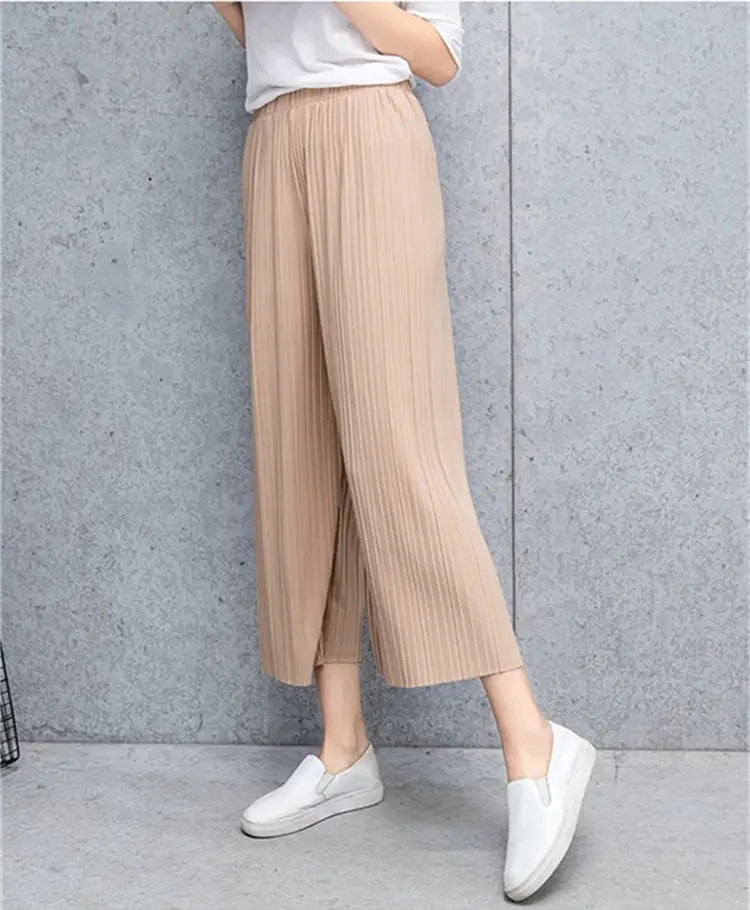Women Pleated Wide Leg Pants Black Slimming — feature 15