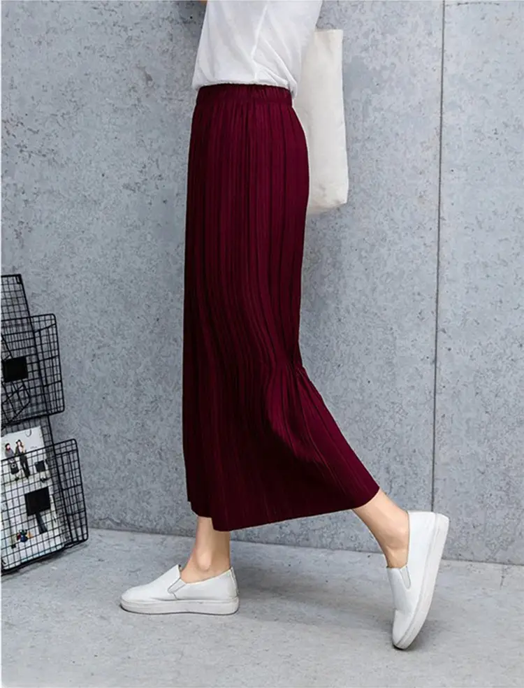 Women Pleated Wide Leg Pants Black Slimming — feature 17