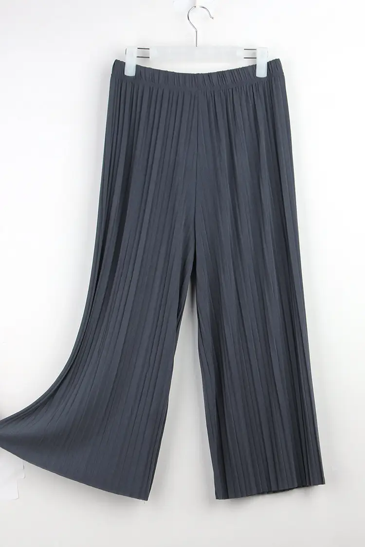 Women Pleated Wide Leg Pants Black Slimming — feature 22