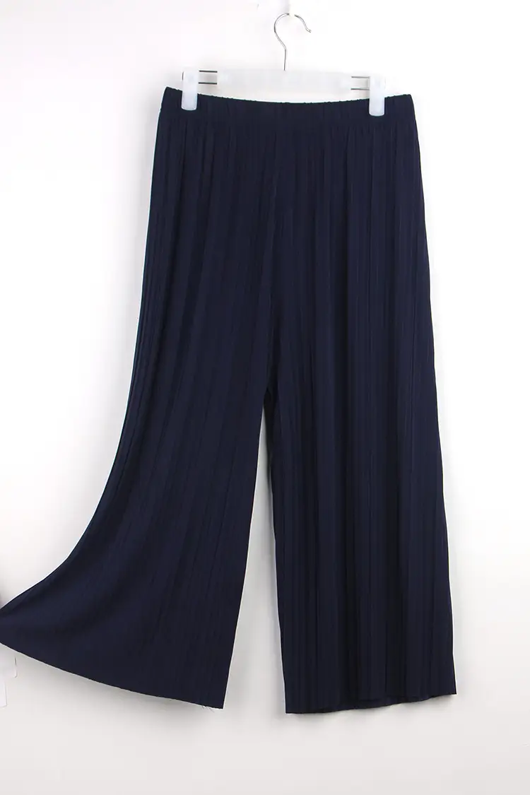 Women Pleated Wide Leg Pants Black Slimming — feature 26
