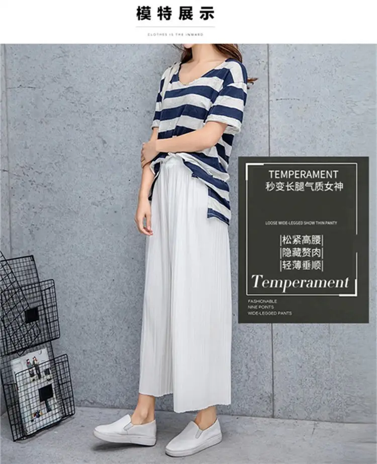 Women Pleated Wide Leg Pants Black Slimming — feature 9