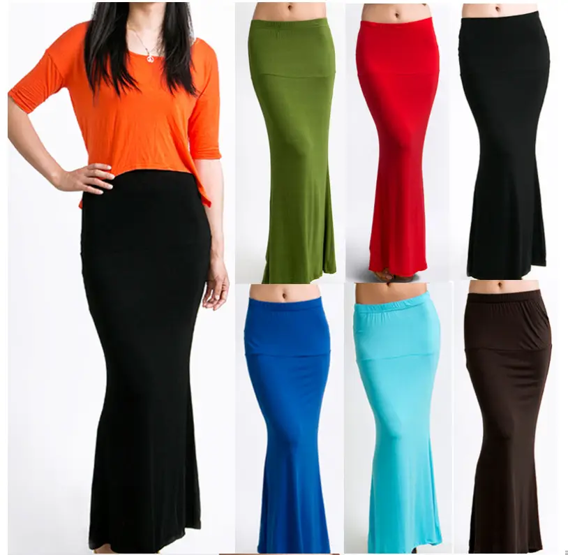 Plus Size Hip-Hugging Fishtail Skirt Red — feature 3
