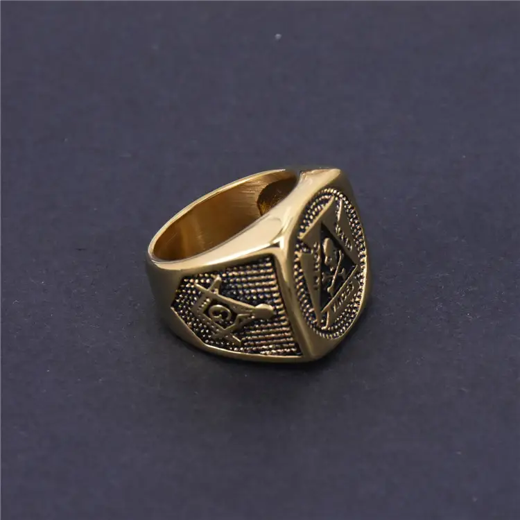 Freemason Hazardous Titanium Ring Gold Plated