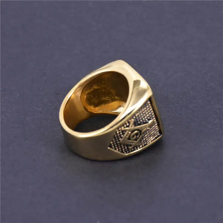 Freemason Hazardous Titanium Ring Gold Plated
