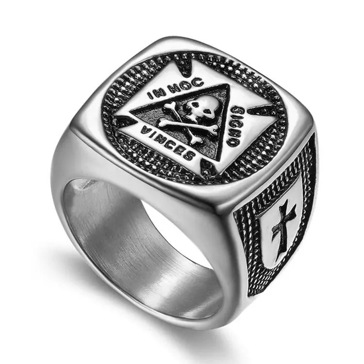 Freemason Hazardous Titanium Ring Gold Plated