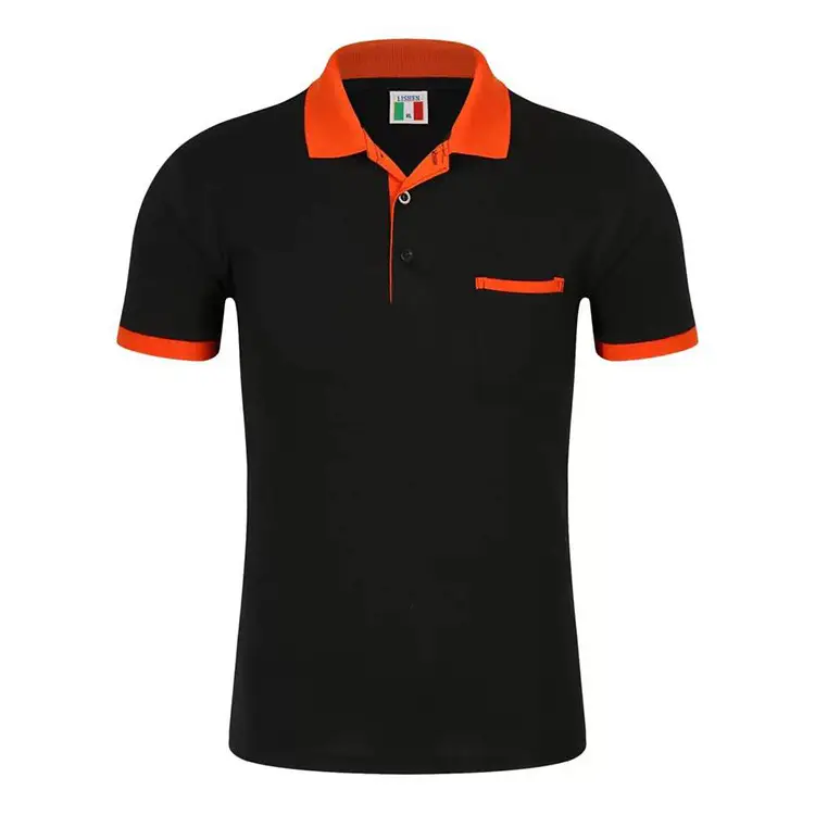 Men's Gray Polo Shirt with Orange Trim - Image 3