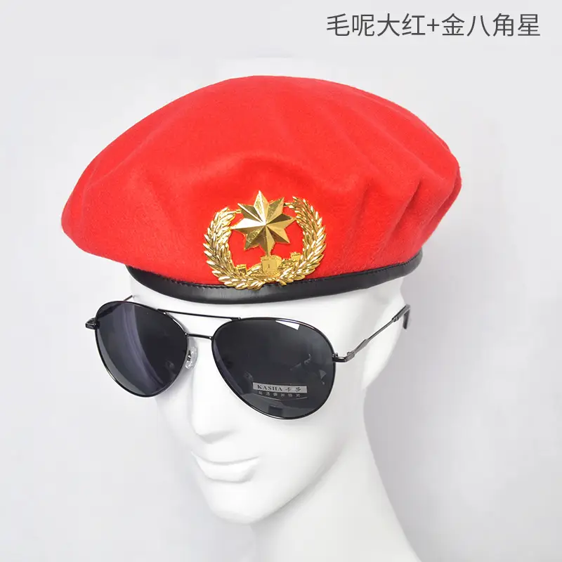 Blue Woolen Security Cap with Gold Emblem - Image 3