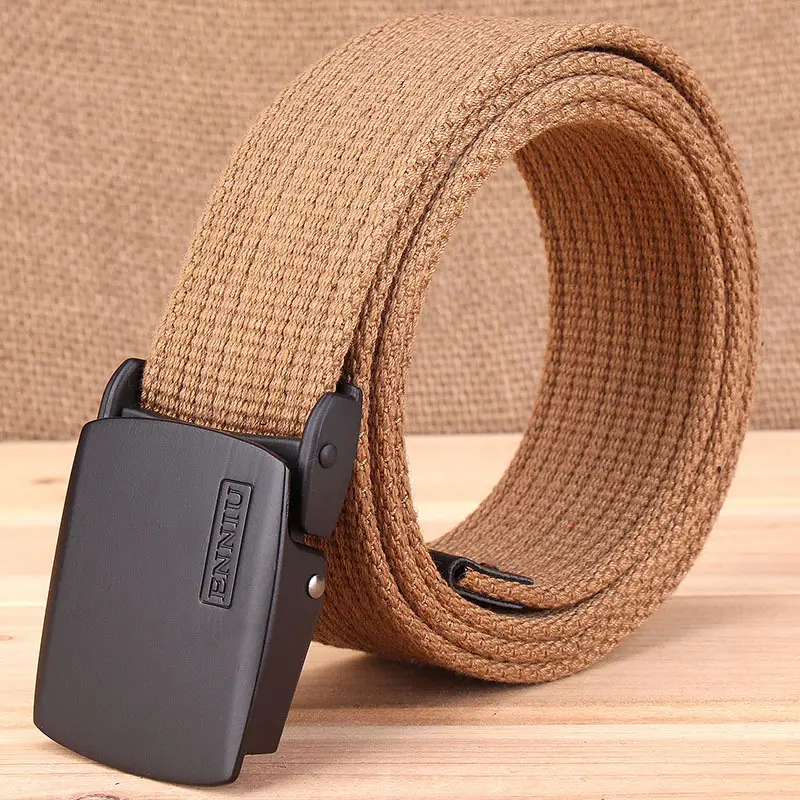 Men's Thick Canvas Belt Brown Korean Style