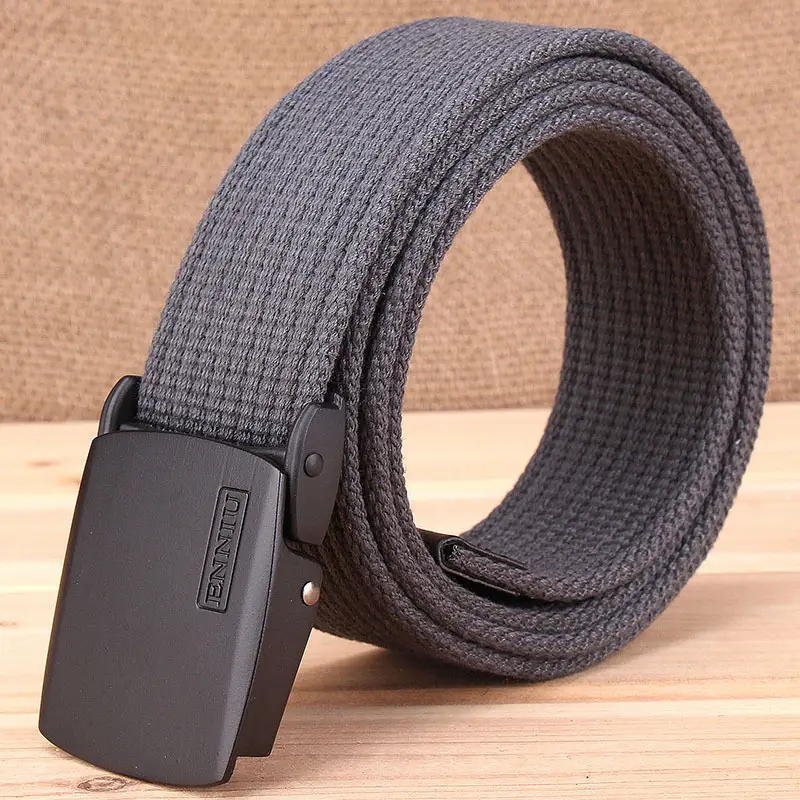 Men's Thick Canvas Belt Brown Korean Style
