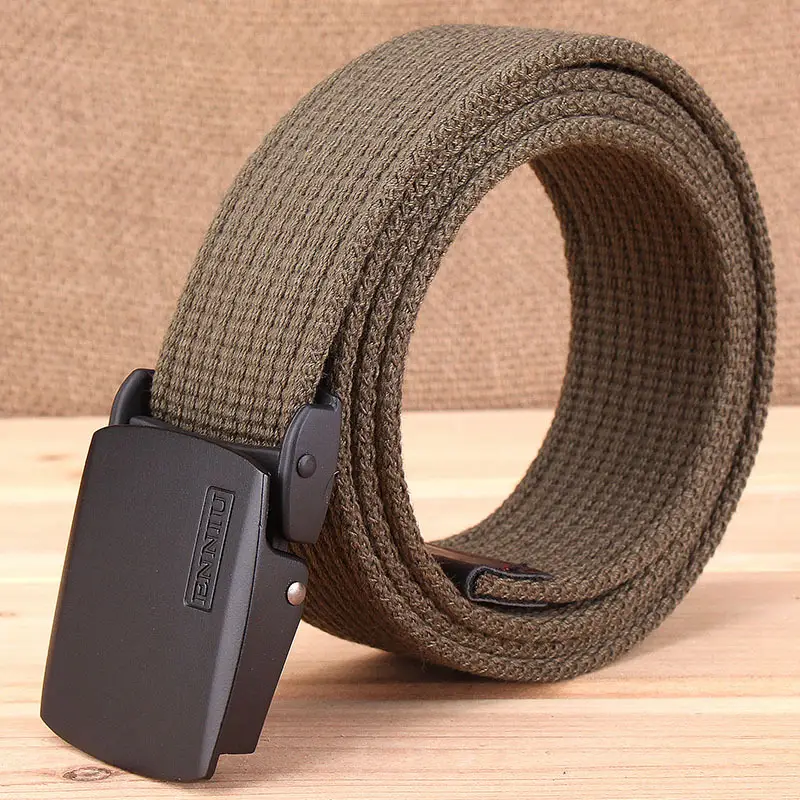Men's Thick Canvas Belt Brown Korean Style
