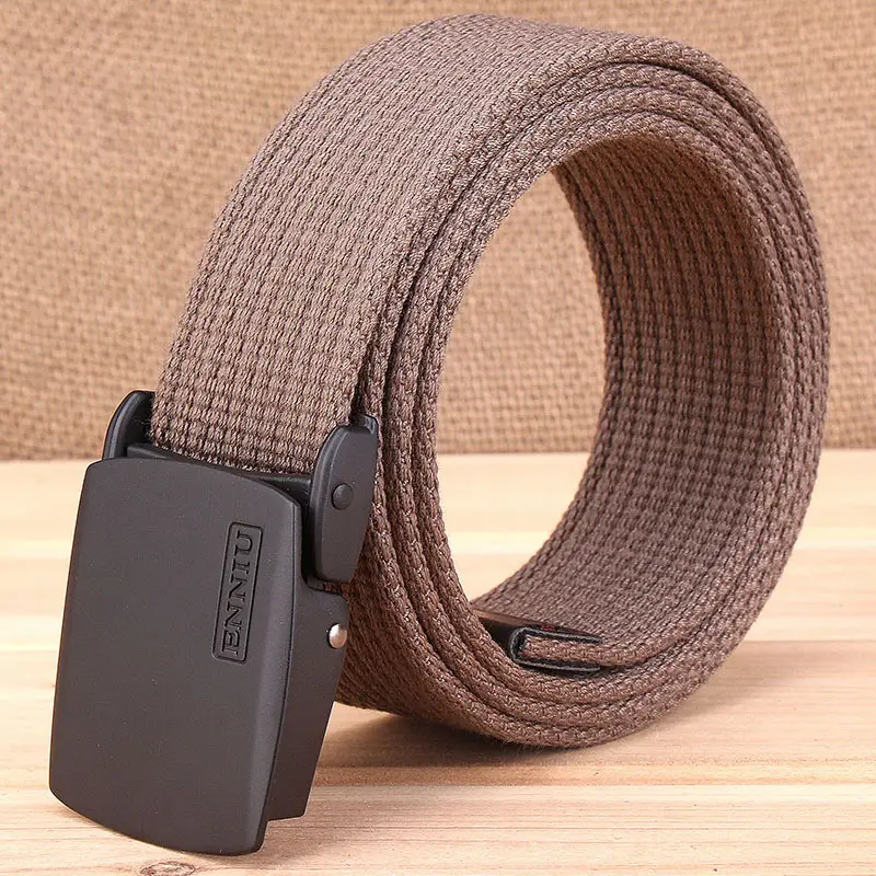 Men's Thick Canvas Belt Brown Korean Style
