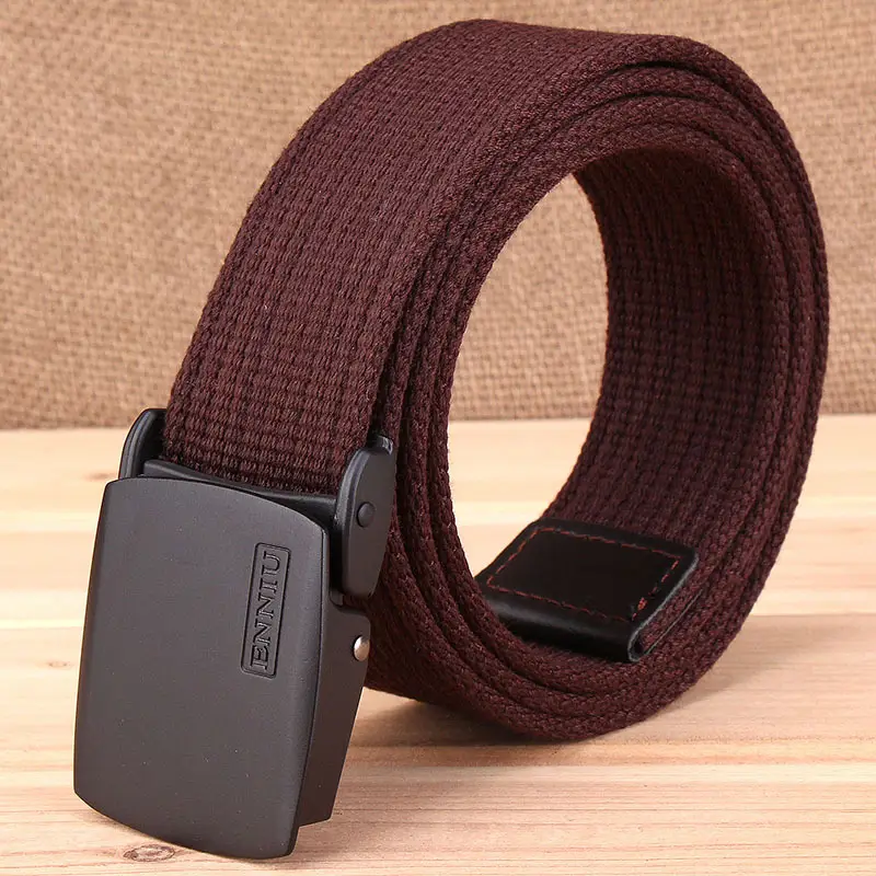 Men's Thick Canvas Belt Brown Korean Style
