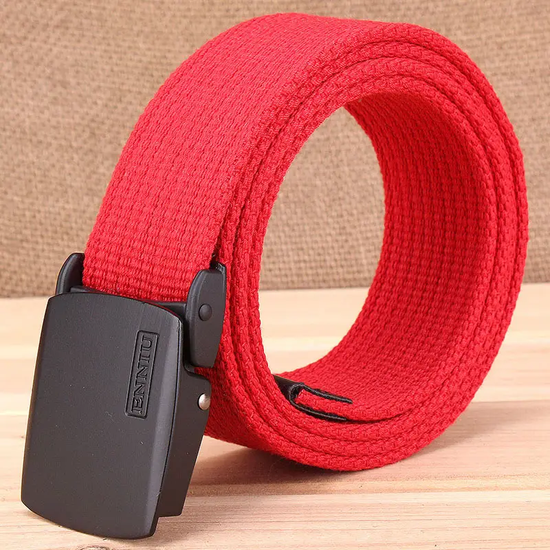 Men's Thick Canvas Belt Brown Korean Style