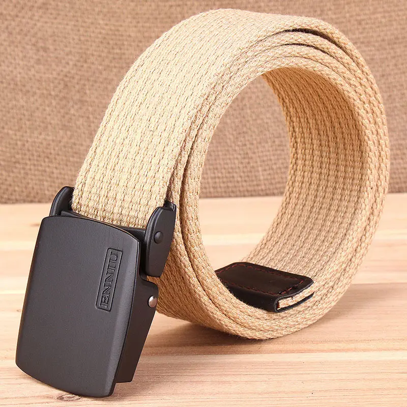 Men's Thick Canvas Belt Brown Korean Style