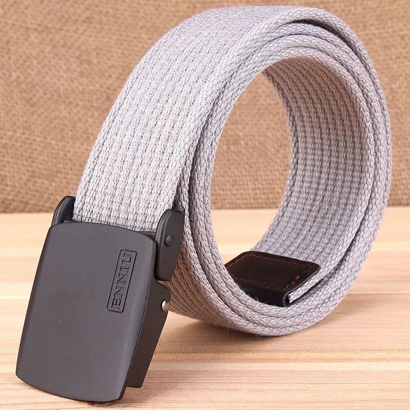 Men's Thick Canvas Belt Brown Korean Style
