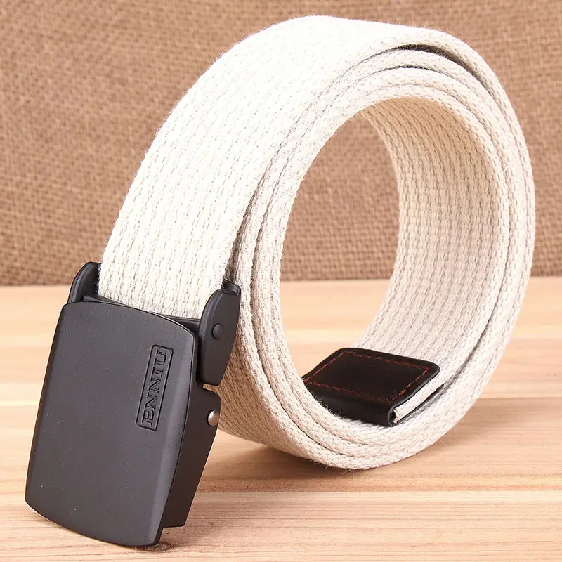 Men's Thick Canvas Belt Brown Korean Style