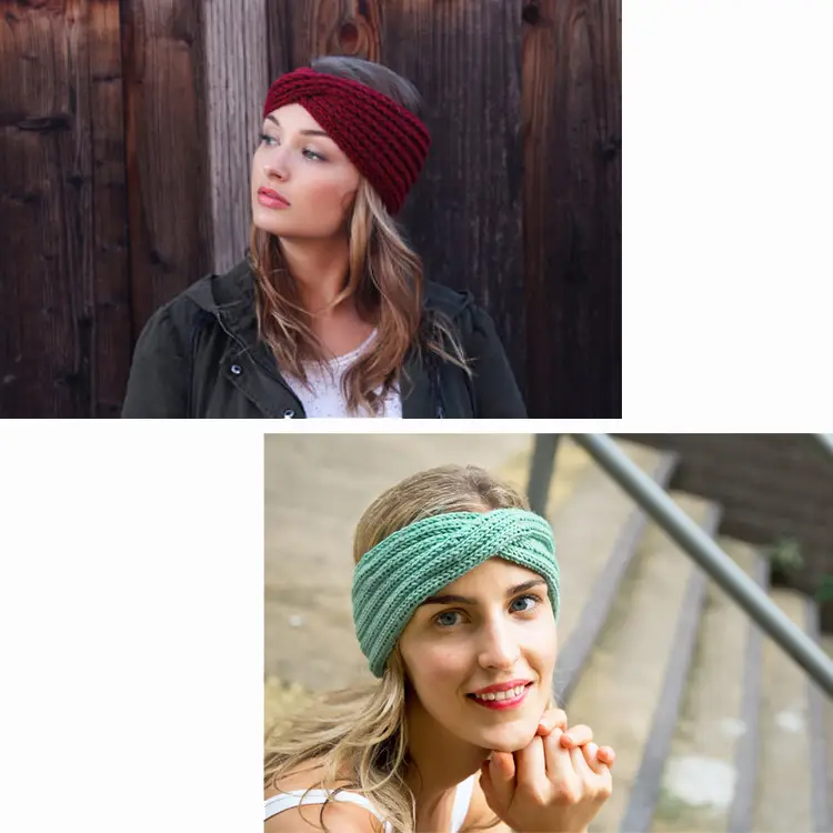 Red Knitted Wool Headband for Women Men Winter Warm Ear Protection - Image 19
