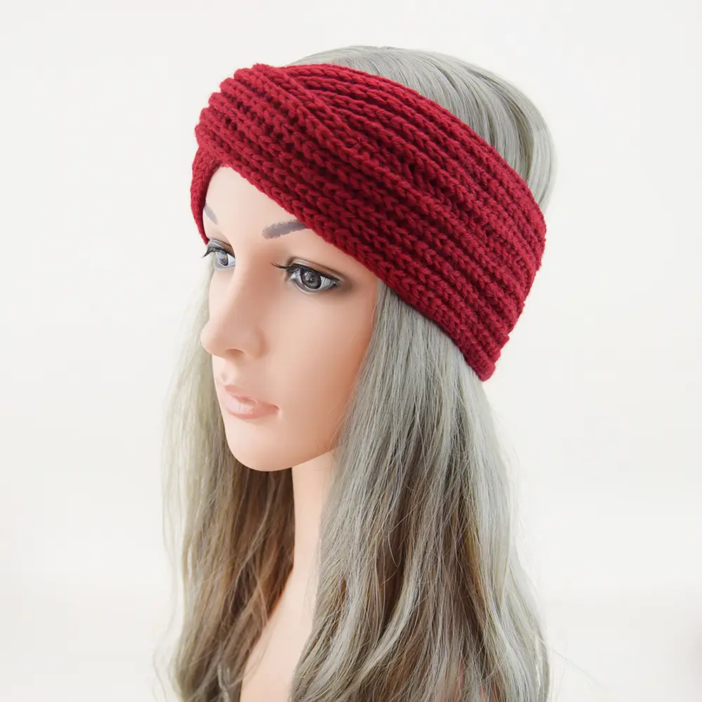 Red Knitted Wool Headband for Women Men Winter Warm Ear Protection - Image 20