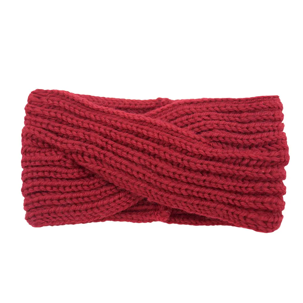 Red Knitted Wool Headband for Women Men Winter Warm Ear Protection - Image 3
