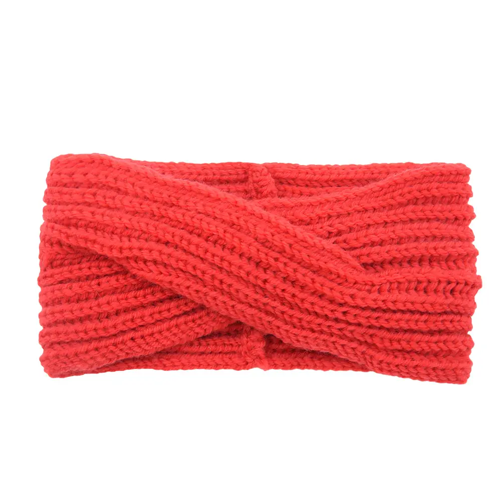 Red Knitted Wool Headband for Women Men Winter Warm Ear Protection - Image 4
