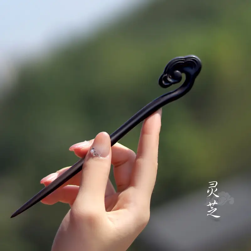 Carved Ebony Hairpin Plate for Women - Image 37