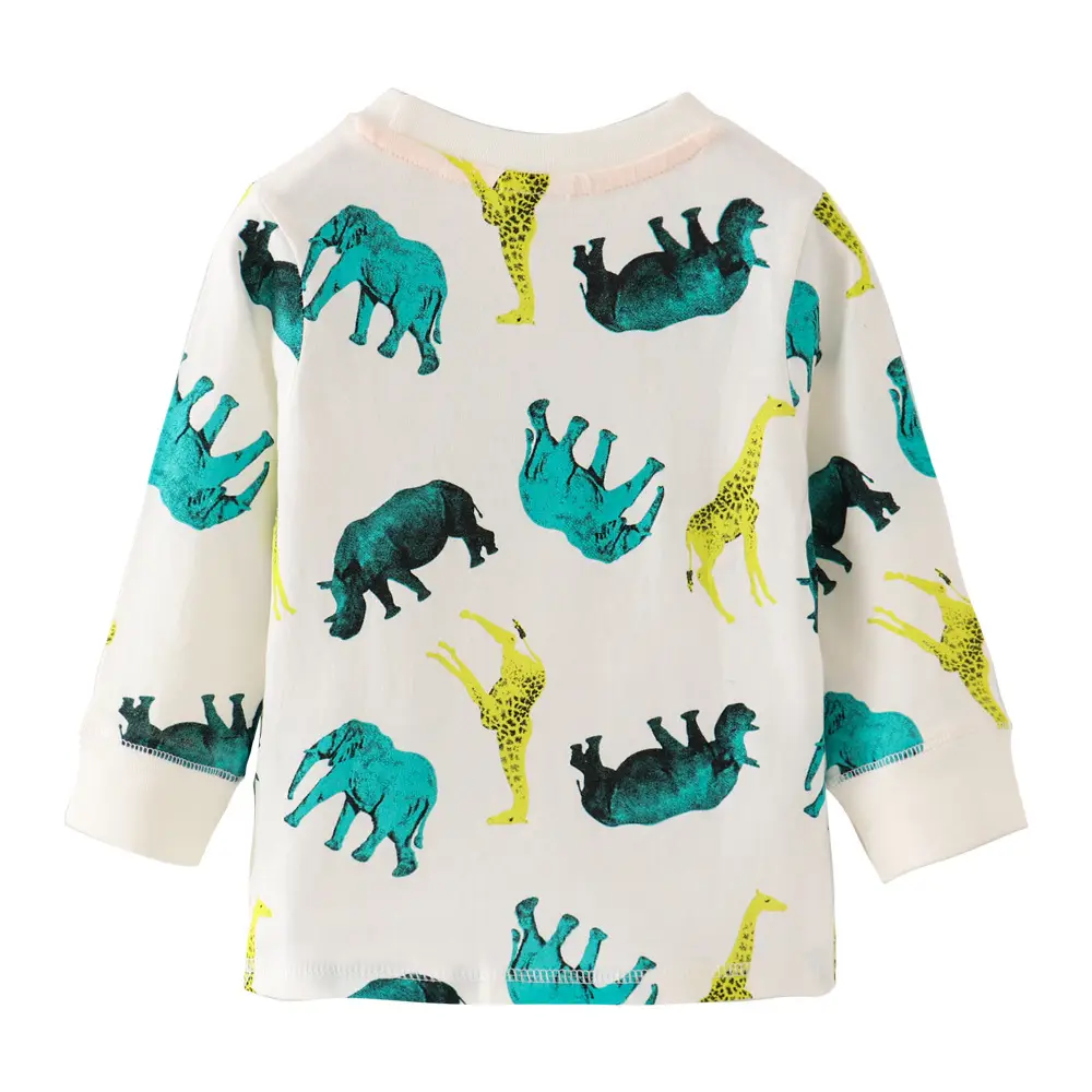 Long Sleeve Kids T-Shirt White Leopard Print - Image 2