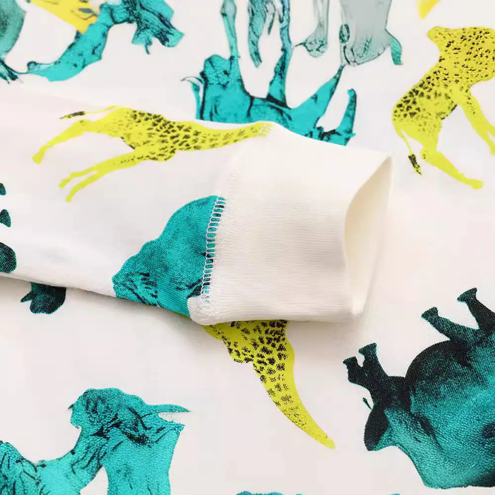 Long Sleeve Kids T-Shirt White Leopard Print - Image 5