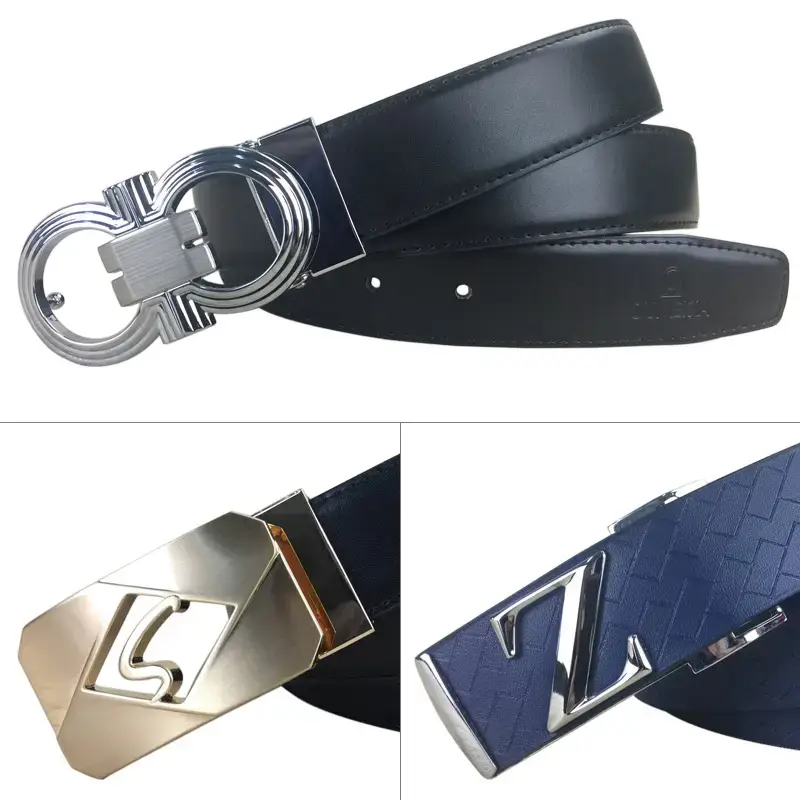 Men's Genuine Leather Belt with Silver Buckle - Image 17