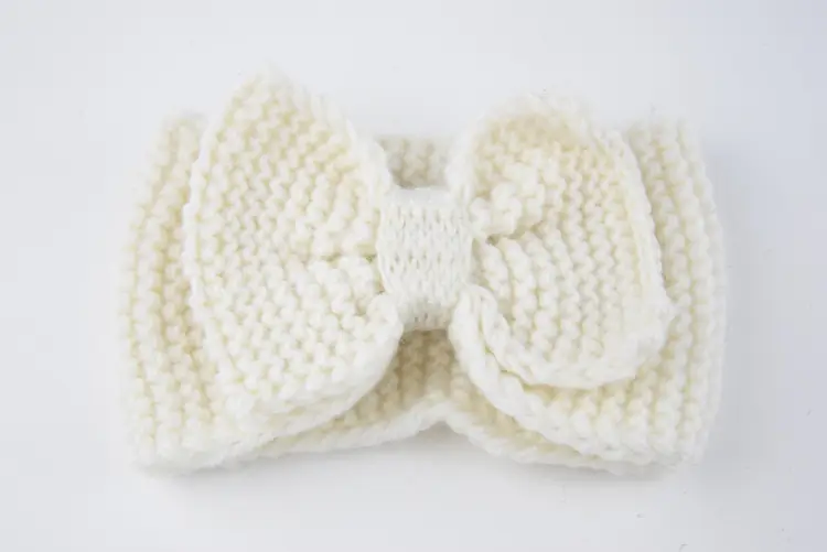 Knitted Wool Bow Ear Protector Headband for Women - Image 9
