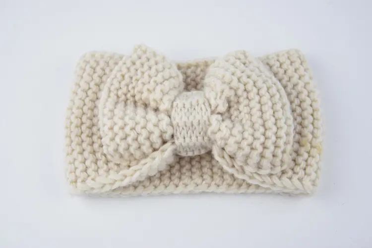 Knitted Wool Bow Ear Protector Headband for Women - Image 2