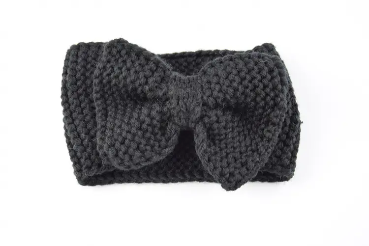 Knitted Wool Bow Ear Protector Headband for Women - Image 3
