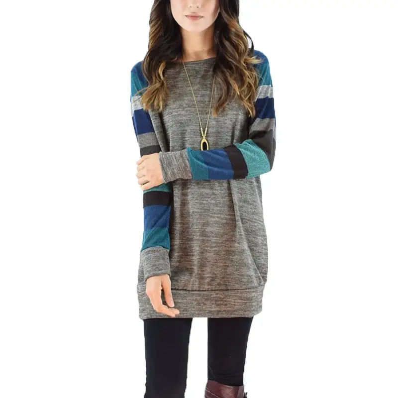 Plus Size Loose Striped Raglan Sleeve T-Shirt Black — feature 15