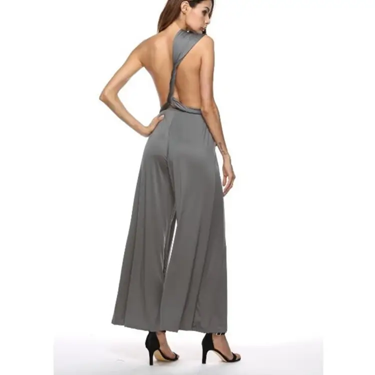 Grey Wide Leg Backless Pants for Women - Image 18